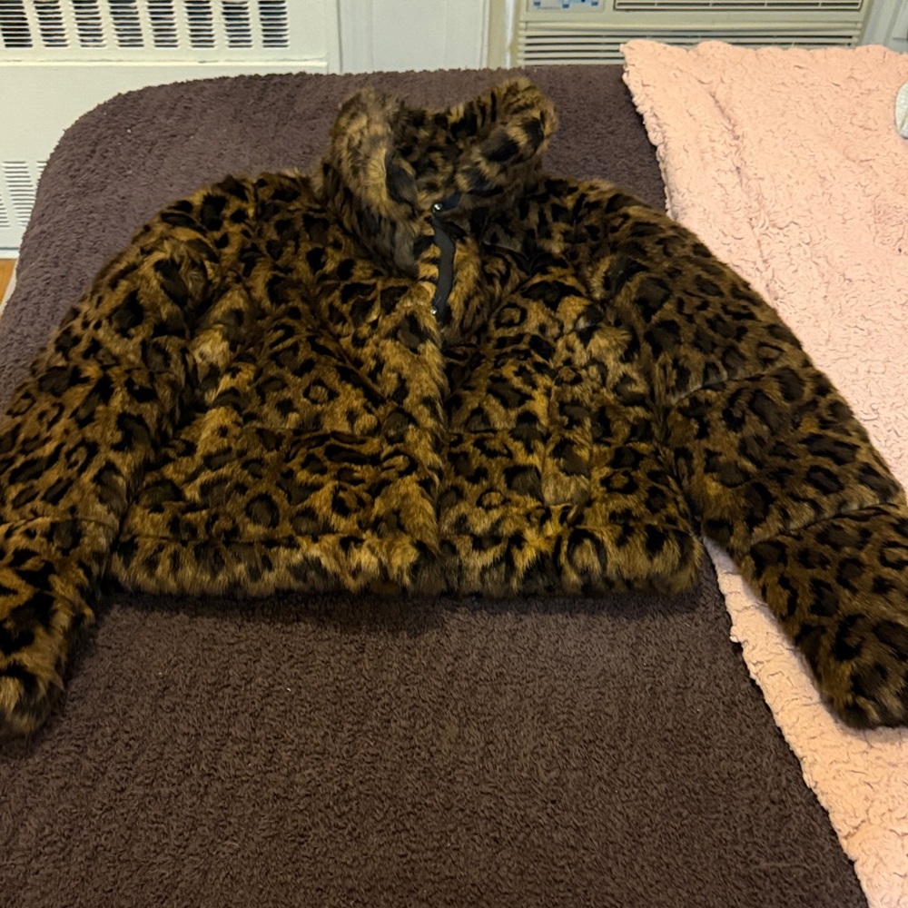A&F Faux Fur Mini Puffer